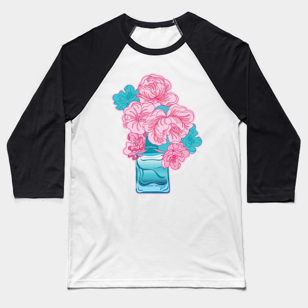 Romantic pink peonies in parfume bottle Baseball T-Shirt by IngaDesign